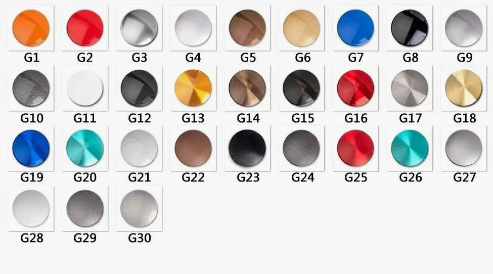 MESH Wheels standard finish colors, G1 through G30